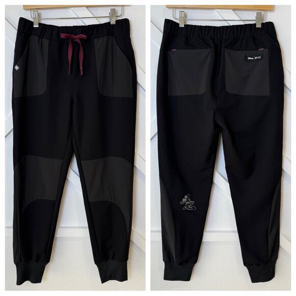 NWT Figs Limited Edition Disney Mickey Mouse Skinny Jogger Scrub Pants Black Sm - Picture 1 of 12